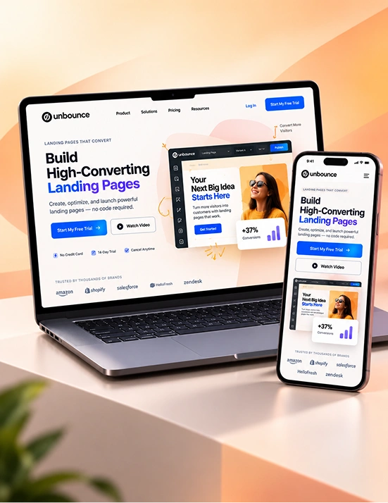 A Figma design converted to an Unbounce landing page by Web{X} Studio