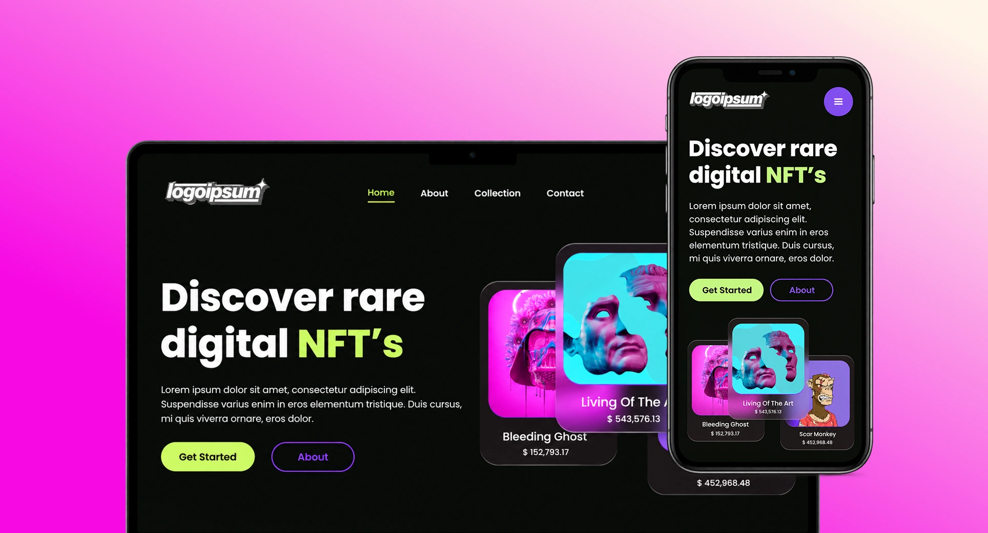 Nocturne NFT marketplace landing page by Web{X} Studio